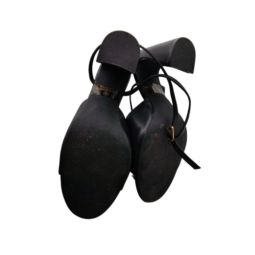 Lulus Womens Sz 6.5 Black Sculpted Heel Sandals - High Heel Sandals - Picture 5 of 6